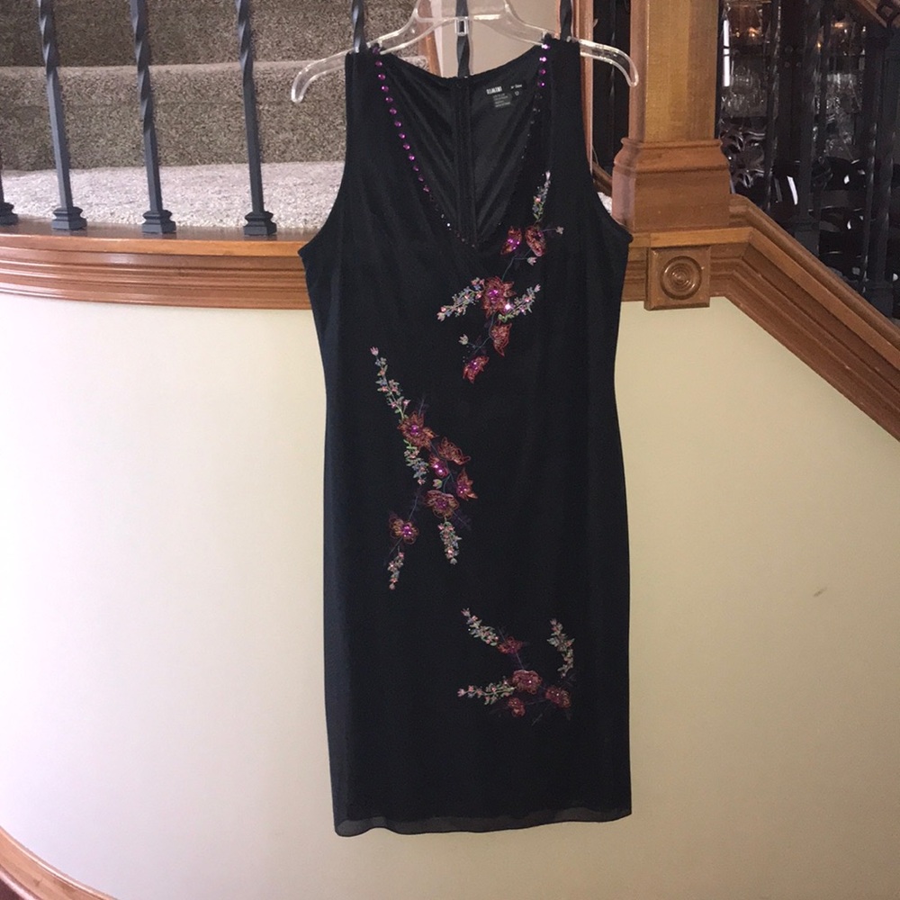 Black stitched and beaded dress
